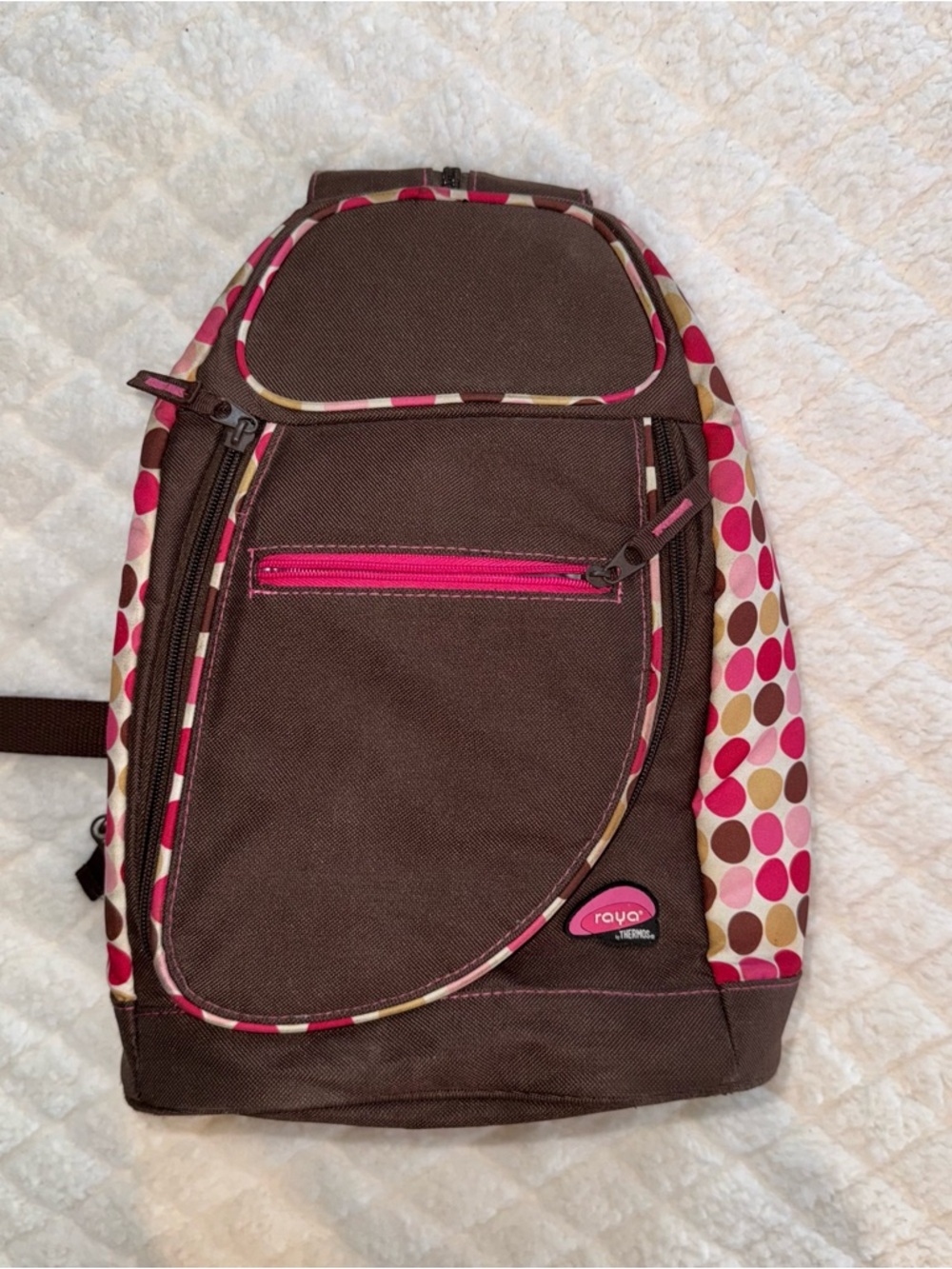 Y2K Raya Brown & Pink Polka-Dot Women’s Sling Thermos Lunchbad